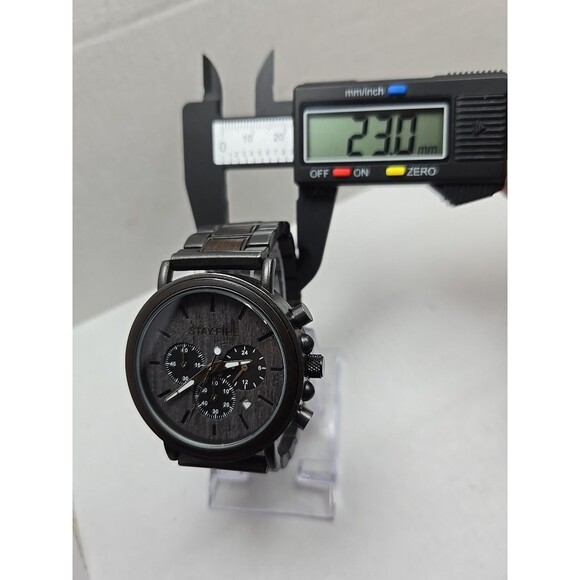 Stay Fine Wood Chronograph Quartz Brown Dial Date Bracelet New Battery Men Watch - Picture 6 of 12